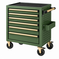 Carro de herramientas 76 x 46 x 95 cm de acero verde con 7 cajones y ruedas