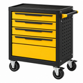Carro de herramientas 77 x 45 x 90 cm de acero negro y amarillo con 5 cajones y ruedas