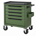 Carro de herramientas 77 x 46 x 97 cm de acero verde con 5 cajones y ruedas con freno