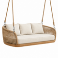 Sofá colgante 180 x 75 x 65 cm de madera y cuerda beige estilo natural para exterior