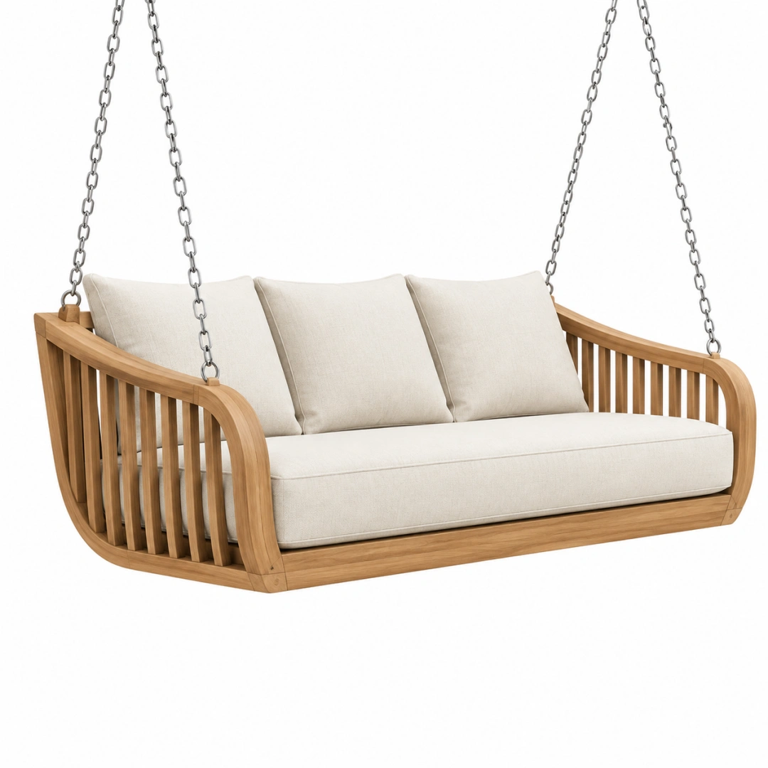 Sofá columpio 180 cm de madera natural beige para exterior estilo contemporáneo