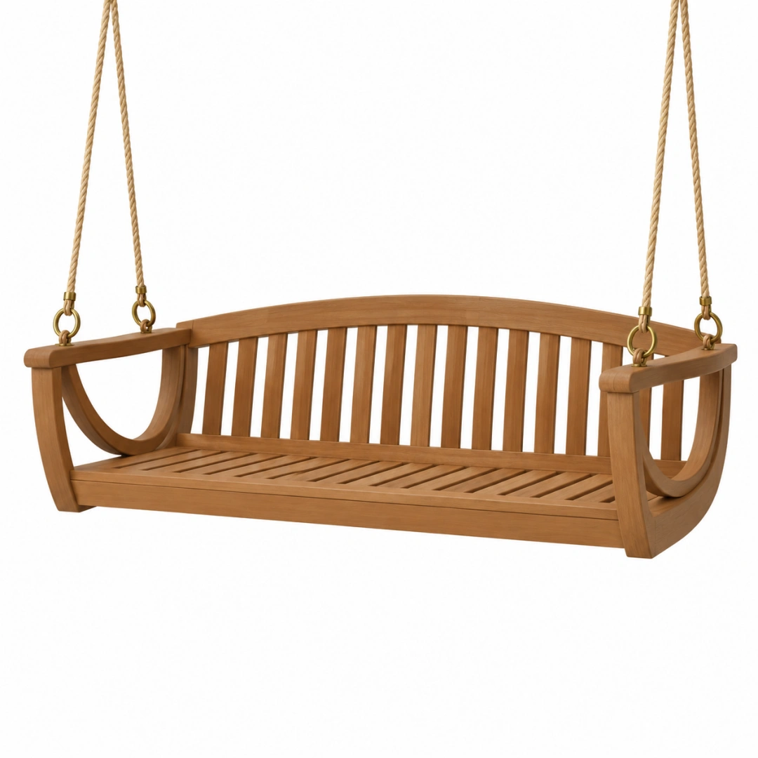 Banco columpio de jardín 120 x 65 x 60 cm de madera marrón suspendido para exterior