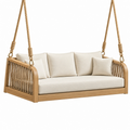 Sofá columpio 180 x 80 x 65 cm de madera y cuerda beige para exterior estilo natural