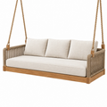 Sofá columpio suspendido 180 x 85 x 65 cm de madera y cuerda beige para exterior estilo natural