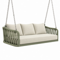 Sofá colgante de exterior 200 x 85 x 75 cm - metal y cuerda trenzada verde con asiento acolchado