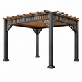 Pérgola 300 x 300 x 240 cm de metal negro y madera para exterior estilo contemporáneo