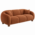 Sofá de 3 plazas 210 x 95 x 78 cm de tejido bouclé terracota - diseño curvo para salón
